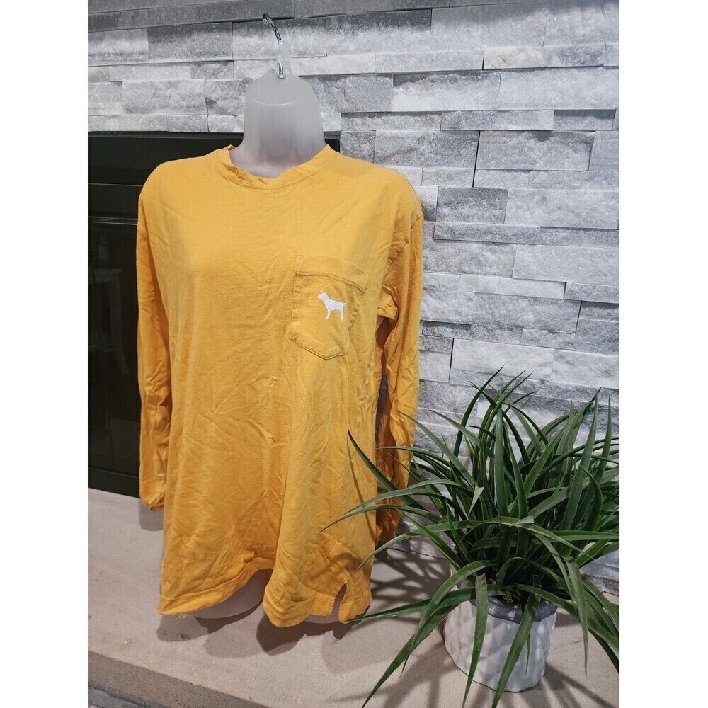 Pink Victoria's Secret Yellow Long Sleeve Graphic T-Shirt Size XS oversized